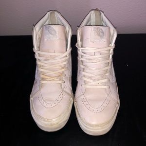 Cream Leather High Top Vans